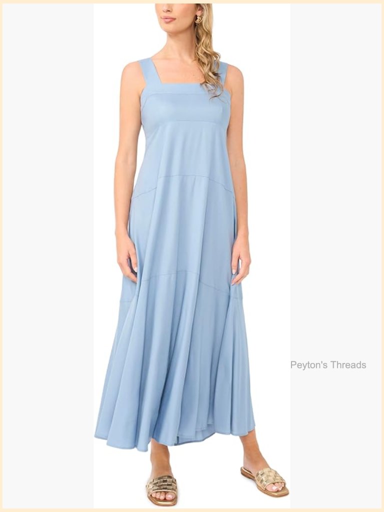 Smocked Back Tiered Square Neck Maxi Dress Sleeveless